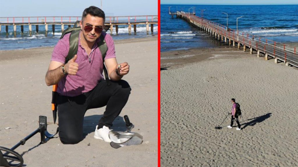 Bir başına kıyıda dolaşıyor, dedektörle tespit ettiği ziynet eşyaları sayesinde ek gelir sağlıyor