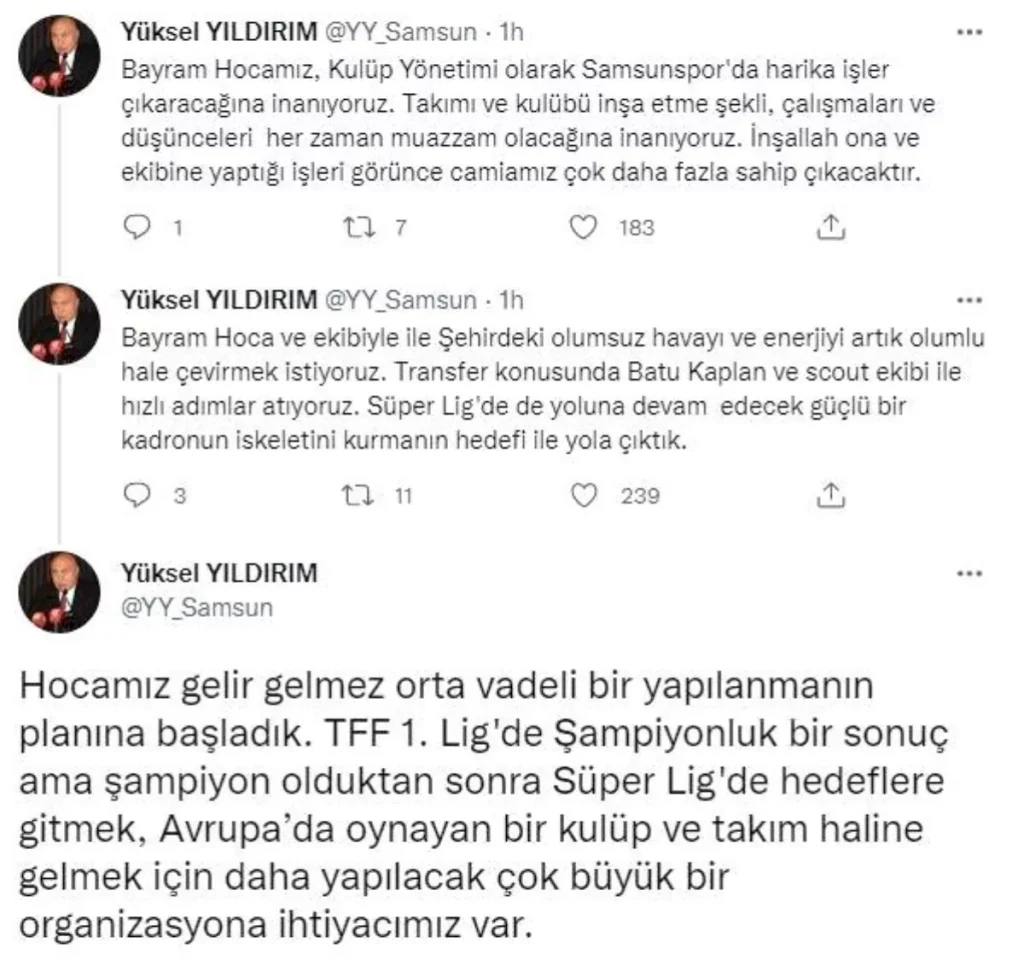 Yüksel Yıldırım: “Transferler şampiyon olmak için”