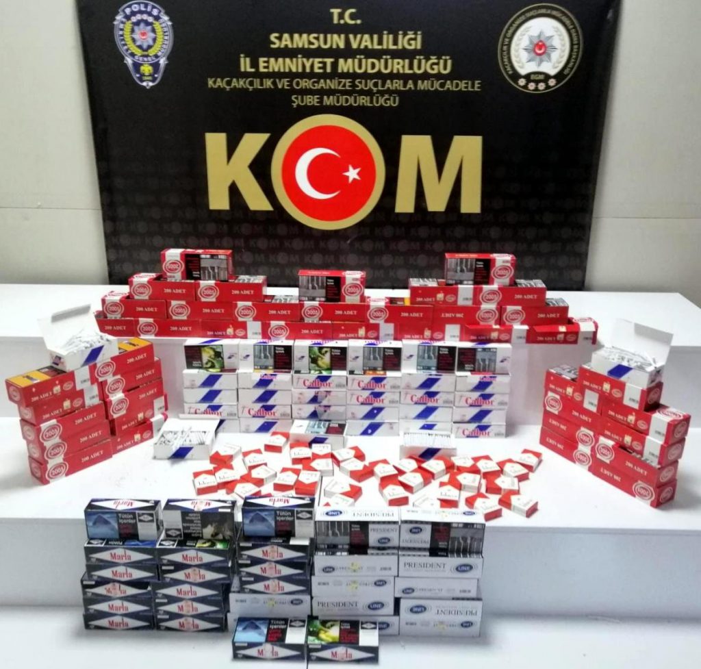 Samsun’da 21 bin 280 kol doldurulmuş makaron ele geçirildi