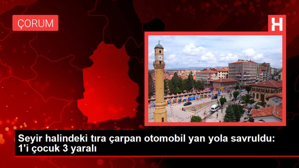 Seyir halindeki tıra çarpan araba yan yola savruldu: 1’i çocuk 3 yaralı